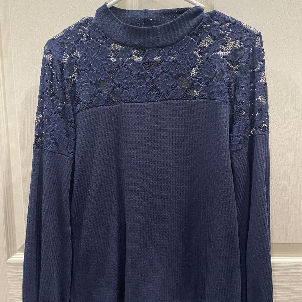 Waffle Knit & Lace Sweater